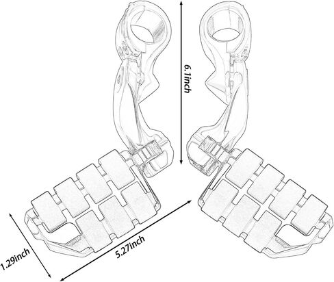 Long Angled Motorcycle Highway Pegs Footpegs Foot Rest Mount Clamp Kit Fit for Harley Models with 1.25 inch Engine Guard 1 1/4 inch Highway Bar (Black) in Saudi Arabia