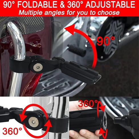 Hokuotolite Short Adjustable Foot Pegs Mounts Clamps Kit for Harley Davidson Touring Electra Road King Street Glide with 1.25 Engine Guard(Black) in Saudi Arabia