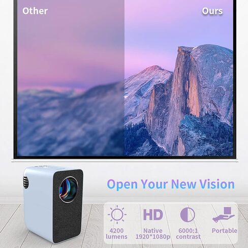 جهاز عرض التركيز التلقائي 4K ضوء النهار، 1200ANSI High Lumen Native 1080P Gaming Projector WIFI6 HDR، Ultra HD Smart Android 2+16G Home Theater Video Proyector Bluetooth Auto Keystone Apps HDMI PS5 Support in Kuwait