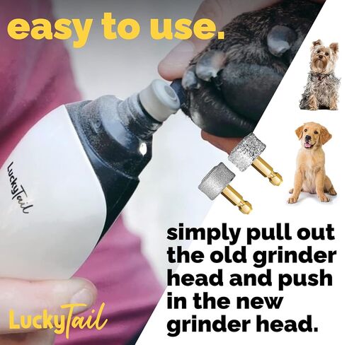 LuckyTail - مطحنة أظافر الكلاب - رؤوس بديلة صلبة وناعمة - الكلاب الصغيرة والكبيرة - جودة ممتازة - مثقاب برأس ماسي - أدوات تشذيب أظافر الكلاب الاحترافية - مجموعة أدوات العناية - عبوتان in Saudi Arabia