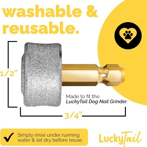 LuckyTail - مطحنة أظافر الكلاب - رؤوس بديلة صلبة وناعمة - الكلاب الصغيرة والكبيرة - جودة ممتازة - مثقاب برأس ماسي - أدوات تشذيب أظافر الكلاب الاحترافية - مجموعة أدوات العناية - عبوتان in Saudi Arabia