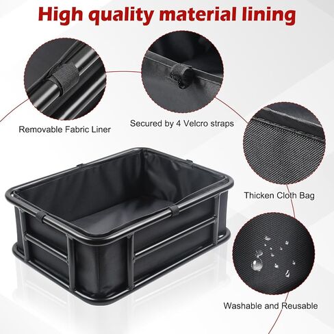 سلة دراجة ذات رف خلفي من DTNESS مقاس 18.1 × 12.6 × 5.9 بوصة، سلة دراجة ذات سعة كبيرة مع شبكة شحن وبطانة وغطاء واقي، سلة شحن خلفية شديدة التحمل لرحلة الدراجة، وحمل الحيوانات الأليفة in Kuwait