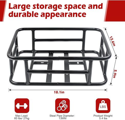 سلة دراجة ذات رف خلفي من DTNESS مقاس 18.1 × 12.6 × 5.9 بوصة، سلة دراجة ذات سعة كبيرة مع شبكة شحن وبطانة وغطاء واقي، سلة شحن خلفية شديدة التحمل لرحلة الدراجة، وحمل الحيوانات الأليفة in Kuwait