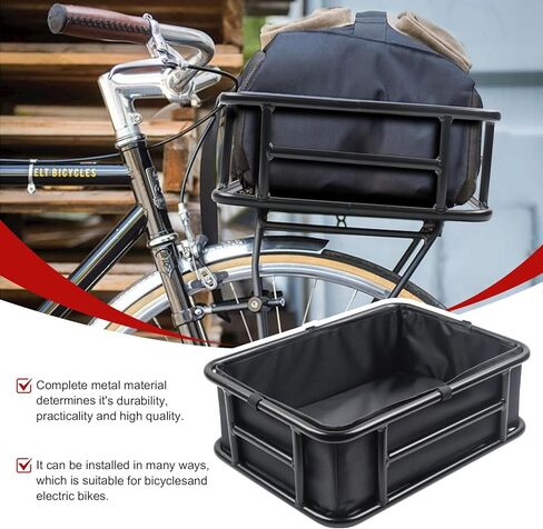 سلة دراجة ذات رف خلفي من DTNESS مقاس 18.1 × 12.6 × 5.9 بوصة، سلة دراجة ذات سعة كبيرة مع شبكة شحن وبطانة وغطاء واقي، سلة شحن خلفية شديدة التحمل لرحلة الدراجة، وحمل الحيوانات الأليفة in Kuwait