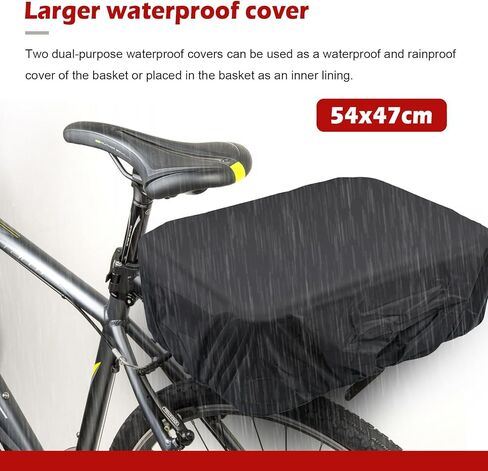 سلة دراجة ذات رف خلفي من DTNESS مقاس 18.1 × 12.6 × 5.9 بوصة، سلة دراجة ذات سعة كبيرة مع شبكة شحن وبطانة وغطاء واقي، سلة شحن خلفية شديدة التحمل لرحلة الدراجة، وحمل الحيوانات الأليفة in Kuwait