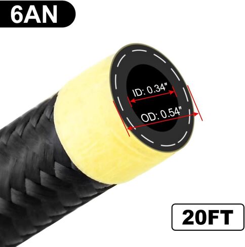 Afa Motors 6AN خرطوم خط الوقود 20FT نايلون مضفر خرطوم الوقود الفولاذ المقاوم للصدأ CPE خط الوقود المطاطي المستخدم لزيت محرك الديزل الغازي الهيدروليكي in Saudi Arabia