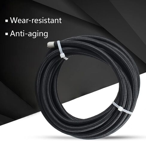 YIUIY 3/8 خرطوم خط الوقود 6AN 10FT PTFE Teflon E85 خط حقن الوقود الإيثانول مضفر من الفولاذ المقاوم للصدأ EFI LS لجميع أنواع وقود الغاز والنفط والكحول والإيثانول المبرد الأسود in Kuwait