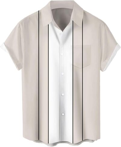 QIVICIMA رجل البولينج قمصان قميص هاواي صيفي كبير وطويل القامة ريترو زر حتى خمر Guayabera مخيم قميص in Kuwait