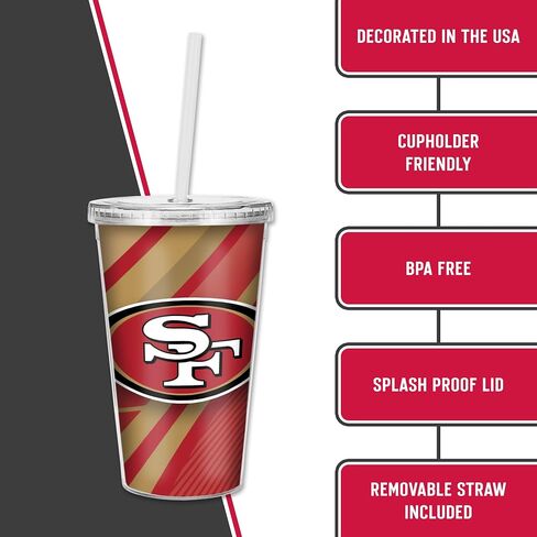 Rico Industries NFL Football 16oz Clear Tumbler W/Straw for NFL Fans in Saudi Arabia