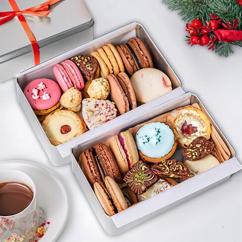 Silver Metal Tin Box with Secure Lid – Large Multipurpose Tin Can Storage Container for Jewelry, Crafts, Cookies, Pills, Gifts, Pencils and More - For Home and Office - 7.8 x 6 x2.8 inches in Saudi Arabia