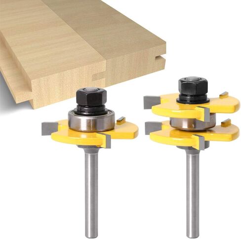 لقم توجيه اللسان والأخدود من WSOOX مع ساق 1/4 بوصة 3 فلوت انضم إلى لقمة التوجيه للأعمال الخشبية in Kuwait