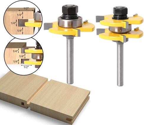 لقم توجيه اللسان والأخدود من WSOOX مع ساق 1/4 بوصة 3 فلوت انضم إلى لقمة التوجيه للأعمال الخشبية in Kuwait