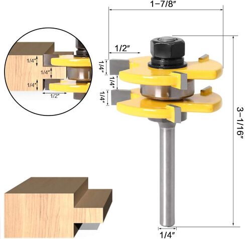 لقم توجيه اللسان والأخدود من WSOOX مع ساق 1/4 بوصة 3 فلوت انضم إلى لقمة التوجيه للأعمال الخشبية in Kuwait