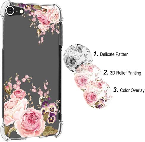 حافظة iPod Touch 5 6 7، حافظة iPod Touch الجيل الخامس والسادس والسابع للفتيات، حافظة هاتف Ueokeird شفافة بنمط زهور ناعمة ومرنة من مادة TPU لهاتف Apple iPod Touch 5 6 7 (زهرة وردية) in Saudi Arabia