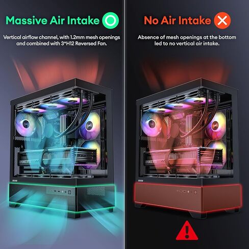 Okinos Aqua7, PC Case, Computer Case with 6 × 120mm ARGB Fan Pre-Installed, Panoramic View Tempered Glass Front & Side Panel, with Type C Port, Black in Saudi Arabia