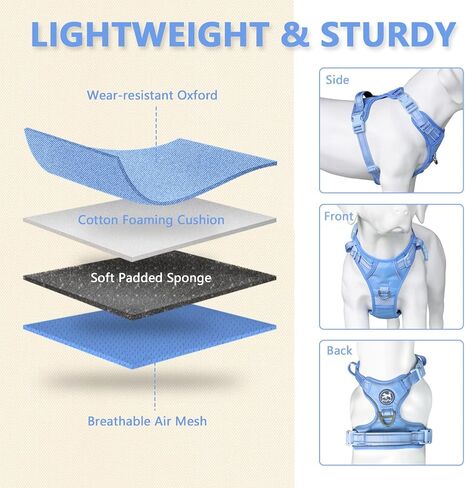 PoyPet Plaid Dog Harness Small, No Pull Vest with Front Clip & Neck Buckle in Saudi Arabia