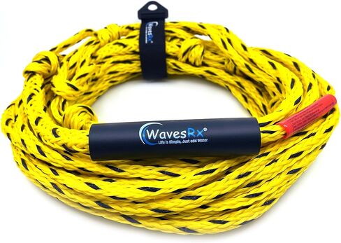 حبل سحب لأنابيب الرياضات المائية من WavesRx للقوارب والتزلج على الماء - طول قابل للتعديل (4 أقسام) وحبال للقوارب والتزلج على الماء لسحب أنابيب المياه والقطرات | حبل سحب لأنابيب المياه المتوافقة مع كرة معززة in Kuwait