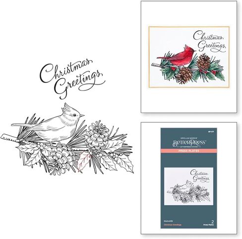 مجموعة Spellbinders BetterPress Christmas - لوحة ضغط Merry Christmas World وألواح ضغط تهنئة عيد الميلاد - مجموعة من مجموعتين من ألواح الضغط in Kuwait