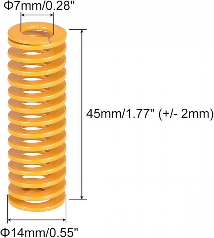 uxcell 3D Printer Die Spring, 14mm OD 45mm Long 2pcs Spiral Stamping Light Load Compression Mould Die Springs for 3D Printer Electric Part, Yellow in Saudi Arabia