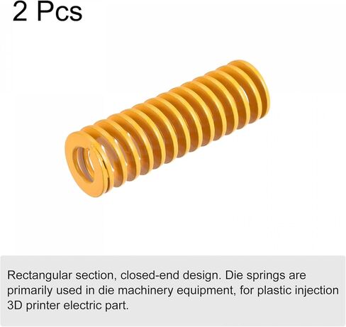 uxcell 3D Printer Die Spring, 14mm OD 45mm Long 2pcs Spiral Stamping Light Load Compression Mould Die Springs for 3D Printer Electric Part, Yellow in Saudi Arabia