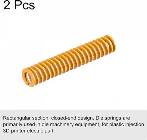 uxcell 3D Printer Die Spring, 14mm OD 45mm Long 2pcs Spiral Stamping Light Load Compression Mould Die Springs for 3D Printer Electric Part, Yellow in Saudi Arabia