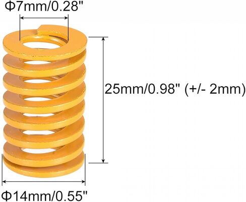 uxcell 3D Printer Die Spring, 14mm OD 45mm Long 2pcs Spiral Stamping Light Load Compression Mould Die Springs for 3D Printer Electric Part, Yellow in Kuwait