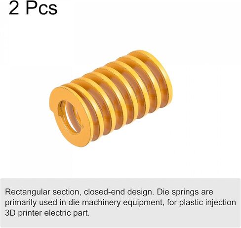 uxcell 3D Printer Die Spring, 14mm OD 45mm Long 2pcs Spiral Stamping Light Load Compression Mould Die Springs for 3D Printer Electric Part, Yellow in Kuwait