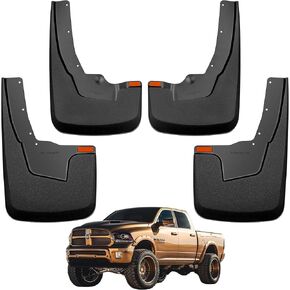 اللوحات الطينية للشاحنات | يناسب 2019-2024 دودج رام 1500 مع مشاعل الحاجز ، وحراس الطين الدعين الأمامي والخلفي ، 4pc-black in Kuwait