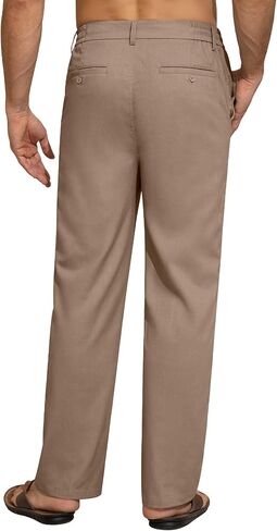 Mens Linen Pants Casual Linen Dress Pants Drawstring Summer Beach Lightweight Trousers with 4 Pockets Light Gray, L in Kuwait