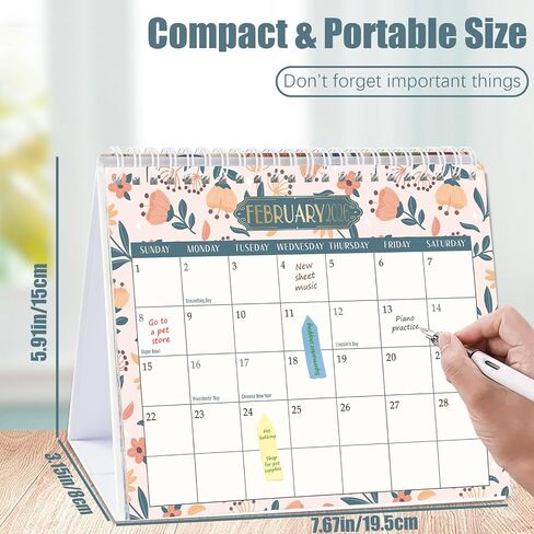 GuassLee Desk Caledar 2025,12 Months Standing Flip Desktop Calendar Covers Jul. 2025 to Jun. 2026 Small 7.5" x 6" Desktop Monthly Planner with To Do List,Notes and Label for Home School Office in Saudi Arabia