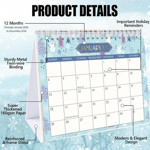 GuassLee Desk Caledar 2025,12 Months Standing Flip Desktop Calendar Covers Jul. 2025 to Jun. 2026 Small 7.5" x 6" Desktop Monthly Planner with To Do List,Notes and Label for Home School Office in Saudi Arabia