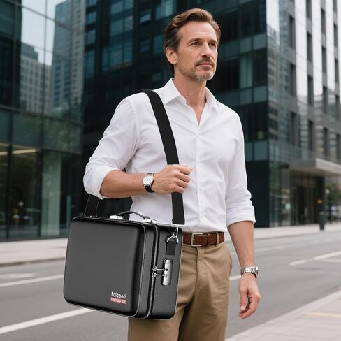 Fireproof File Organizer with Fireproof Zipper,Fireproof Document Box Hard Case with Lock,Portable Document Safe for Important Document Laptop Valuables(Black,15.8"x4.8"x12.6") in Saudi Arabia
