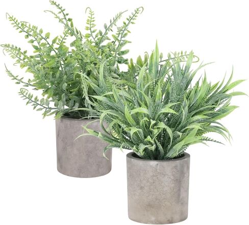 3 Pack Mini Potted Fake Plant, Artificial Plants Indoor, Artificial Frost-Hung,Eco-Friendly Gray Pot, No Need for Maintenance，Ideal Decor for Home and Office in Saudi Arabia
