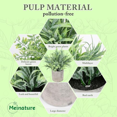 3 Pack Mini Potted Fake Plant, Artificial Plants Indoor, Artificial Frost-Hung,Eco-Friendly Gray Pot, No Need for Maintenance，Ideal Decor for Home and Office in Saudi Arabia