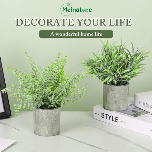 3 Pack Mini Potted Fake Plant, Artificial Plants Indoor, Artificial Frost-Hung,Eco-Friendly Gray Pot, No Need for Maintenance，Ideal Decor for Home and Office in Saudi Arabia