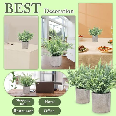 3 Pack Mini Potted Fake Plant, Artificial Plants Indoor, Artificial Frost-Hung,Eco-Friendly Gray Pot, No Need for Maintenance，Ideal Decor for Home and Office in Saudi Arabia
