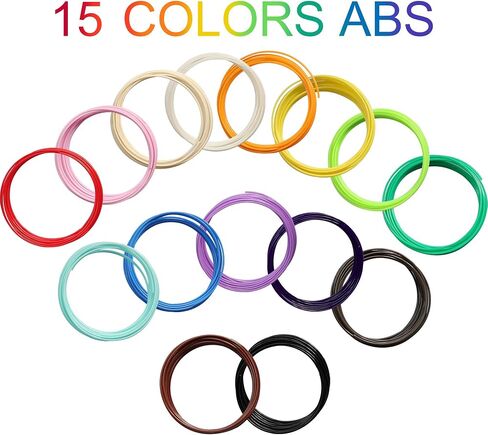 15 Bright Colors 1.75mm 3D Pen PLA Filament Refill, Each Color 10feet, Total 150 Feet 3D Pen/3D Printer PLA Sample Pack, Compatible with MYNT3D / SCRIB3D Printing Pen in Saudi Arabia