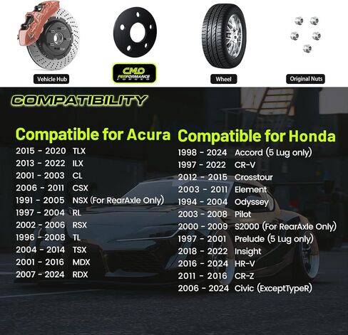 CustomAdeonly 5x114.3 فواصل العجلات لـ RSX RL CL TL PRELUDE CR-Z Integra Type-R MDX Pilot S2000 NSX Accord Element TSX ، HubCentric بدون LIP ، 64.1 ملم (5 ملم سميكة 2PCS) 3/16 "محولات 5x4.5 in Saudi Arabia