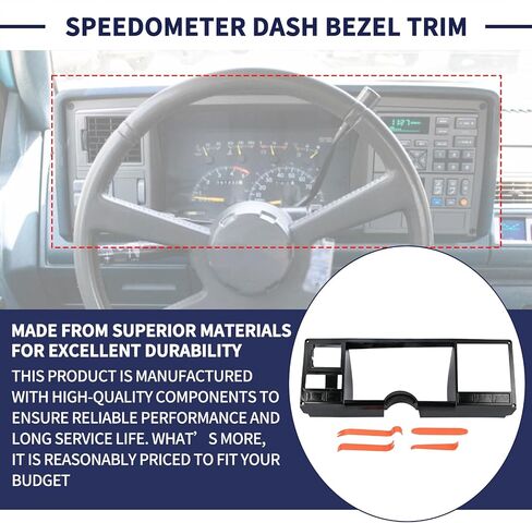 Speedometer Dash Bezel Trim Cover Compatible with Chevy Silverado GMC Sierra C1500 C2500 C3500 K1500 K2500 K3500 Pickup Truck 1988-1994 GMC Yukon/Chevy Blazer Suburban 1992-1994 (Black) in Saudi Arabia