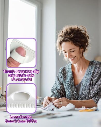مقياس غرزة الحافة ومقياس الخياطة - 4 PCS أداة خياطة لدرزات مستقيمة ، خياطة اللحف DIY ، Hemming & Crafts - White & Pink مع 3 مم و 4 مم in Saudi Arabia