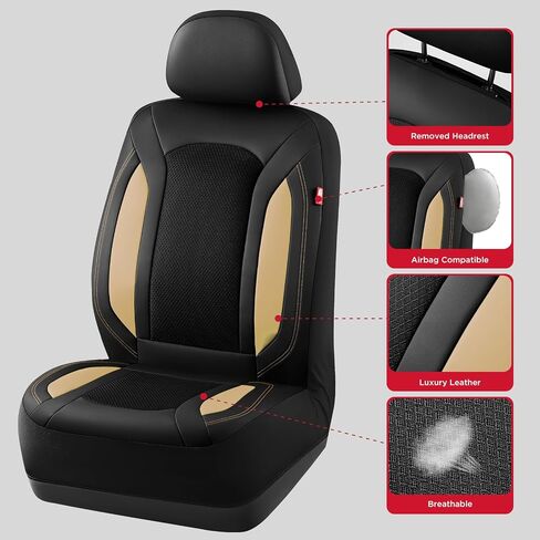 أغطية مقعد سيارة من Rubbermaid Leather Leather ، وغطاء مقعد أمامي شبكي ، وغطاء متماسك ، وتوافق مع وسادة هوائية ، وحامي مقعد السيارات لمعظم السيارات ، وسيارات الدفع الرباعي ، والشاحنات ، والشاحنات الشاحنة ، in Saudi Arabia