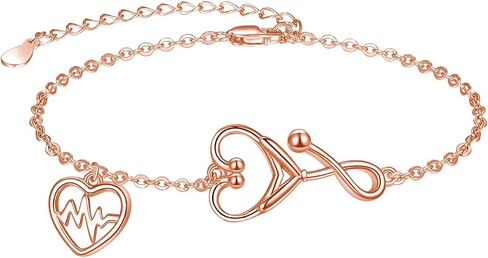 Dreamboat Sterling Silver Nurse Bracelet for Women Heart Heartbeat Stethoscope Bracelet Adjustable Jewelry Nurse Graduation Retirement Appreciation Gifts in Saudi Arabia