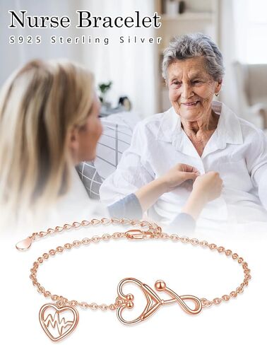 Dreamboat Sterling Silver Nurse Bracelet for Women Heart Heartbeat Stethoscope Bracelet Adjustable Jewelry Nurse Graduation Retirement Appreciation Gifts in Saudi Arabia