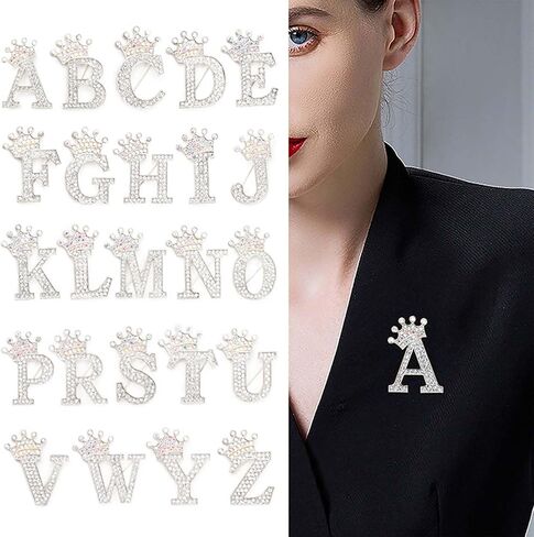 Brooches and Pins for Women A-Z Letter Brooch Pins Rhinestone Brooches for Socks Backpacks Crafts Fashion Crystal Initial Pins Stocking Stuffers for Women Personalized Jewelry Gifts in Saudi Arabia