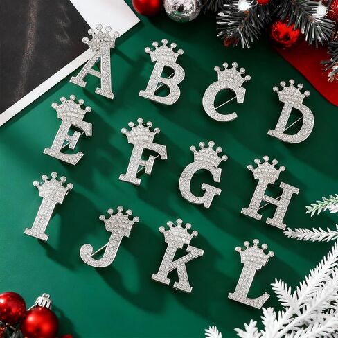 Brooches and Pins for Women A-Z Letter Brooch Pins Rhinestone Brooches for Socks Backpacks Crafts Fashion Crystal Initial Pins Stocking Stuffers for Women Personalized Jewelry Gifts in Saudi Arabia