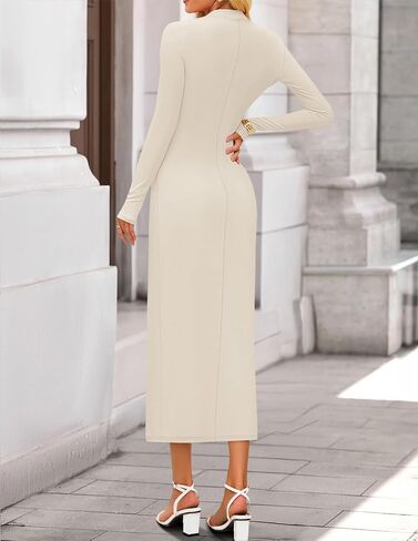 Zesica Womens 2025 Fall Long Sleeve Mock Neck Bodycon Midi Dress in Saudi Arabia