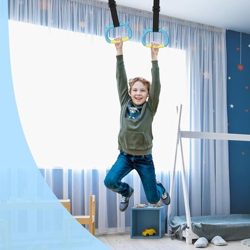 Gymnastics Rings, Children's Home Gym Equipment, Children's Adjustable Strap Strength Training Rings, Pulling Rings for Physical Training in Saudi Arabia