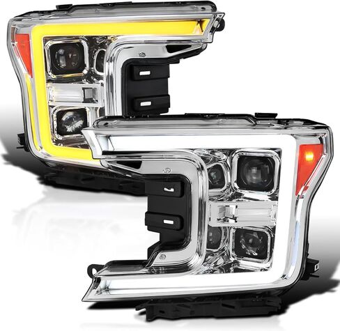 SPEC-D TUNING Black Sequential Switchback Projector Headlights w/LED Light Bar Compatible with 2018-2020 Ford F-150, Left + Right Pair Headlamps Assembly in Saudi Arabia