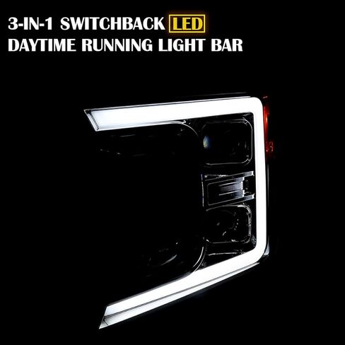 SPEC-D TUNING Black Sequential Switchback Projector Headlights w/LED Light Bar Compatible with 2018-2020 Ford F-150, Left + Right Pair Headlamps Assembly in Saudi Arabia