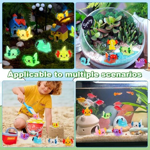 120pcs توهج في حيوانات الراتنج الصغيرة المظلمة 20 أنماط من الضفادع المضيئة للبطناتورزورزورز والمزيد in Kuwait